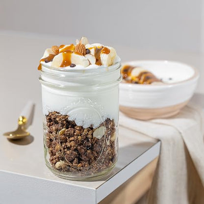 Wide Mouth Mason Jars 16 oz [2-Pack] with Airtight Lids – Glass Jars for Overnight Oats, Yogurt Parfait & Chia Pudding | BPA-Free Leak-Proof Lids - size: 16 oz