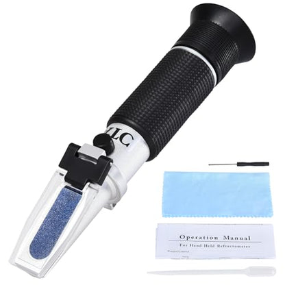Portable Brix Refractometer with ATC, Accurate Dual Scale Brix Meter Specific Gravity SG Wort 1.000-1.130 & Brix 0-32%, High Precision Sugar Level Tester in Wine Making, Beer Brewing, Home Brew Kit