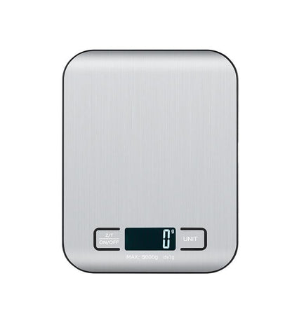 Digital Food Scale with 2 AAA Batteries Trnr-FDSCLE-SLV, Food Scale for Kitchen, Cooking Scale with Zero Tare Option, Kitchen Scale Weighs up to 11 Pounds, Measures in KG, G, LB, OZ, and ML