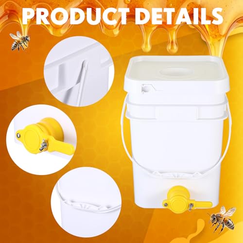 Baderke 3 Pack Plastic Honey Bucket with Gate 5 Gallon Bucket with Spigot Yellow Extractor Equipment Square Honey Bottles Beekeeping Harvesting Tool Beekeeping Supplies