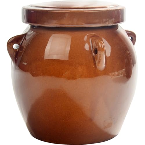 Hemobllo Vintage Large Ceramic Pickle Jar with Airtight Seal, 1200g Honey Storage Container, Traditional Fermentation Crock for Sauerkraut, Kimchi, and Condiments
