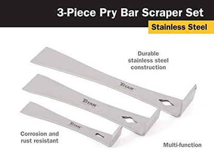 Titan 17007 3-Piece Stainless Steel Pry Bar Scraper Set - size: 3 Piece Set