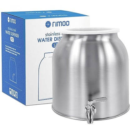 Stainless Steel Water Dispenser, 2.5 Gallon Drink Dispenser with 18/8 Stainless Steel Spigot & Airtight Lid, Water Cooler Dispenser Countertop for 3-5 Gallon Bottle, Water Crock for Parties Home