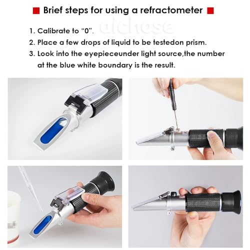 4-in-1 DEF Antifreeze Coolant Refractometer for Automobile Antifreeze System, Diesel Exhaust Fluid, Battery Acid and Windshield Washer Fluid