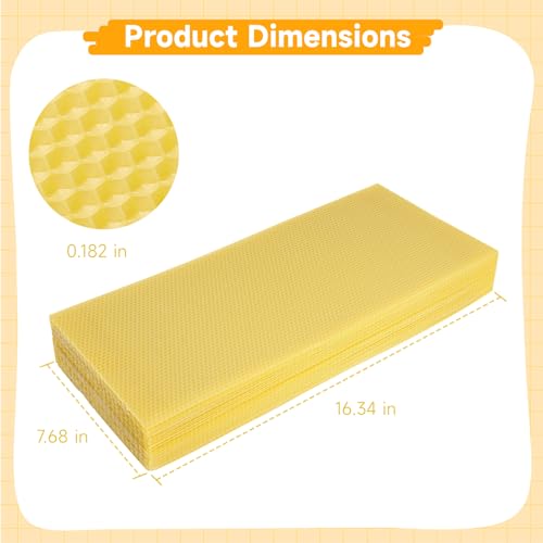 60-Pack Beeswax Sheets, 16-1/3 inch x 7-2/3 inch,Beehive Wax Foundation, Beeswax Foundation Sheet, Beeswax for Candle Making Beekeeping
