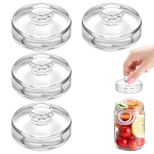 4Pcs Fermentation Glass Weights for Wide Mouth Jars - Pickle Bottles with Sealing Lids for Efficient Fermenting - Durable, Transparent Fermenting Lids and Weights for Sauerkraut, Kimchi (B Flower) - size: B Flower