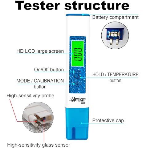 Water Tester, Digital PH Meter with ATC, 4 in 1 pH/EC/TDS/Temperature Meter 0.01 Resolution High Accuracy Pen Type Water Quality Tester for Pools, Drinking Water, Aquariums - style: 4 in 1 liquid tester pH/TDS/EC/Temp blue
