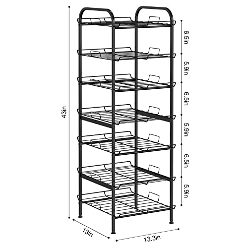 BTY Water Bottle Organizer 7 Tier Freestanding Water Bottle Storage Organizer Metal Bottle Rack Holder Stand Shelf for Kitchen Pantry Food Storage (Black) - size: 7 TIER