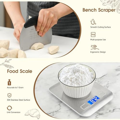 Coco Bird Pro Sourdough Starter Kit- 50oz Large Capacity Sourdough Starter Jar,17 Flavor Recipes,2 Bread Proofing Baskets,Food Scale,Bench Scraper,Bread Lame,Complete Sourdough Bread Baking Supplies