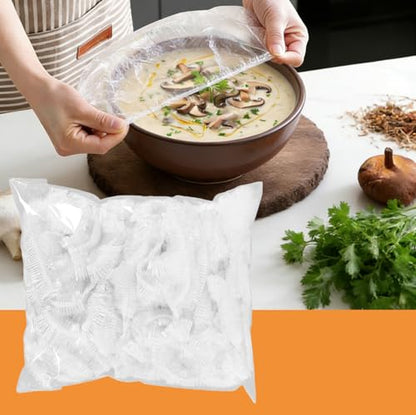 Elastic Stretchable Food Covers Reusable Kitchen - 1 Pack (100PCS) Blocks Odors for Bowls, Fridge & Microwave, Food Freshness Accessory