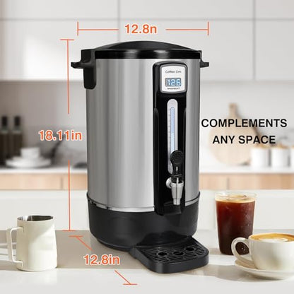 Commercial Coffee Urn 50 Cups（12L, Stainless Steel Large-Capacity Coffee Maker for Catering, Events, Offices & Restaurants, Fast Brew & Keep Warm Function - size: 12L