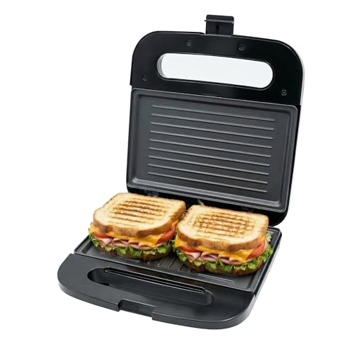 OVENTE Electric Panini Press Grill with Nonstick Plates, LED Indicator Lights, Thermostat Control, Cool Touch Handle, Compact Sandwich Maker Perfect for Cooking Breakfast, Snacks & More, Black GP0401B - color: GP0401B