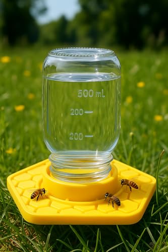 Bee Watering Station for Garden, 2 Pack Orange Bee Feeder and Waterer Compatible with Regular & Wide Mouth Canning Jars(Jar Not Included), Small-Hole Honeycomb Tray Honey Bee Feeder for Outside