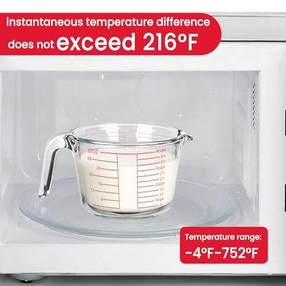 Measuring Cup 4 Cup/1000ML Glass liquid Measuring Cups with Lids | High Borosilicate Liquid Measuring Cups, Dishwasher Freezer and Microwave Safe,Sealable & Food Mixing Use