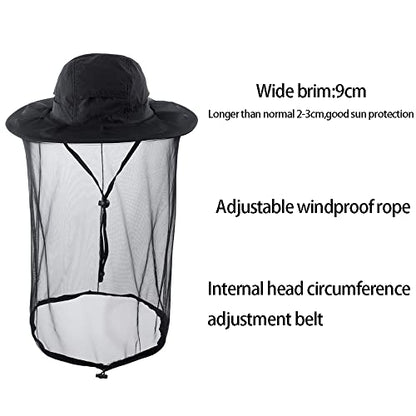 Beekeeper Hat,Bee Keeper Veil Netting,Mosquito Bug Gnat Mask,Head Catcher | Halloween Costume,Sun Shield Nylon,Foldable Packable,Brim Protection Dog Grooming,Bonnet Keepers Crown Net Comfortable - color: Black