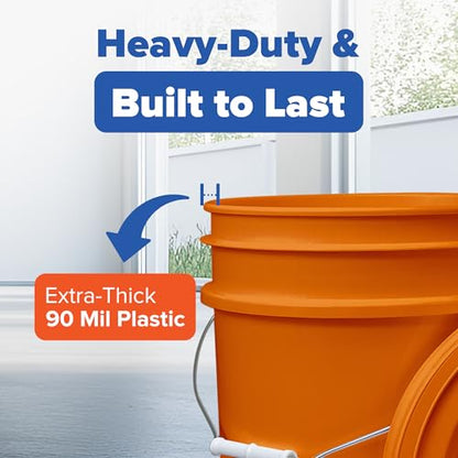 ePackageSupply 5 Gallon Plastic Bucket with Airtight Lid | Food Grade Bucket | BPA-Free | Heavy Duty 90 Mil All Purpose Pail | One 12" Rubber Mallet & One Lid Opener Included | 6 Pack - color: Orange, size: 6 Packs