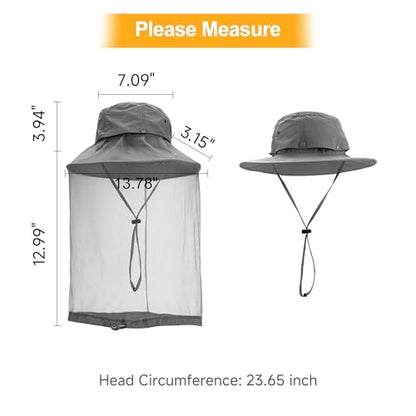 Mosquito Head Net Hat with Hidden Net Mesh for Outdoor Lover Hiking Fishing Beekeeping Gardening Men or Women (Dark Grey) - color: Dark Grey