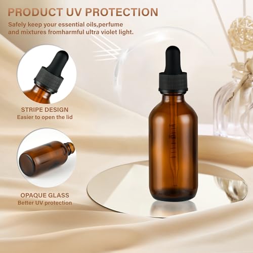 NOOEEISS 12 Pcs, 2oz Dropper Bottle, Amber Glass Eye Dropper Bottle, Tincture Bottles with Dropper, Leak-Proof Design, Stronger Suction, for All Kinds of Mixed Liquids - color: Amber, size: 2oz-12Pack