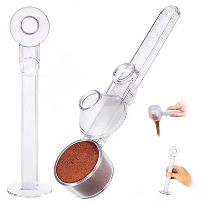 2Pcs Coffee Scoop Funnel 2Tbsp 51mm Espresso Tamper Kit, BPA-Free PCTG Dishwasher Safe, Fits K-Cup Reusable Pods/Espresso Machine, Coffee/Protein/Powder, Upgraded Combo Transparent, 2 Models A&B - color: Transparent