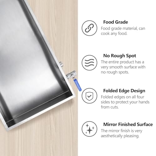 Marada Maple Syrup Evaporator Pan with Dual Interface Steam Table Pan,304 Stainless Jam Food Chafing for Home, Outdoor, Cooking (30"L x 16"W x 6"H) - size: 30x16x6 Inch (Pack of 1)