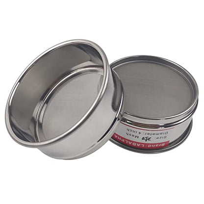 LABALPHA 250 Mesh Lab Sieves, Test Sieve #250 Mesh, 4'' Diameter, 304 Stainless Steel Wire Cloth (0.063mm) - size: 250 mesh (0.063mm)