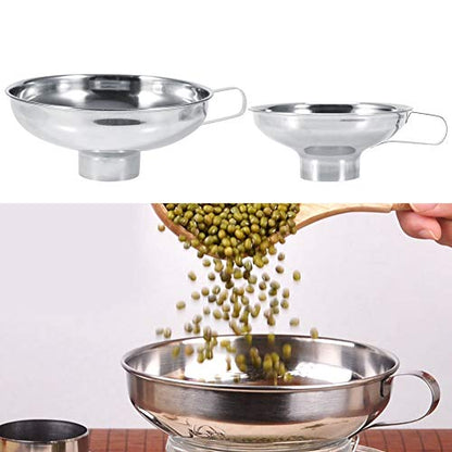 Canning Funnel for Kitchen Use, Stainless Steel Wide Mouth Funnel with Handle for Wide and Regular Jars - color: L