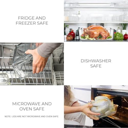4800 ML / 163 oz / 21 Cup LARGE Glass Food Storage Container with Airtight Locking Lid. Ideal Storing food, Vegetables, Fruits. Baking Casserole, Lasagna, Roasting Turkey, Chicken BPA Free Oven Safe - size: 4800 ml