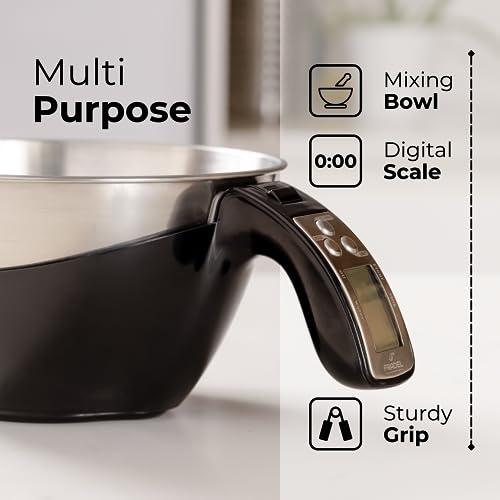 Fradel Digital Kitchen Food Scale with Bowl - 11lb, Grams & Ounces - Removable, Dishwasher-Safe Mixing Bowl - Black - color: Black