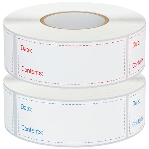 1000 Pcs Removable Freezer Labels for Food Containers 1 x 3, Risepekt Waterproof Food Storage Labels for Containers, Oil Resistant No-Residue Easy Clean for Kitchen Restaurants Grocery Stores Markets - color: Red & Blue Freezer Labels