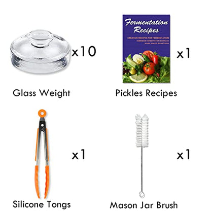 Artcome 10-Pack Glass Fermentation Weights with Easy Grip Handle and Unique Texture Design for Large Wide Mouth Mason Jars - size: 10 Pack