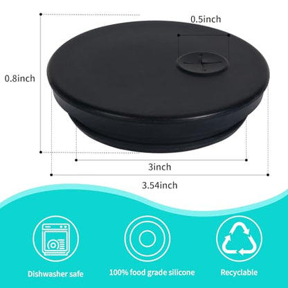 Silicone Fermenting Lids Waterless Airlock Fermentation Tops Wide Mouth Fermenter Caps for Pickles, Kimchi and Fermented Probiotic Food 3 Pack Black (Jars Not Included) - color: Black