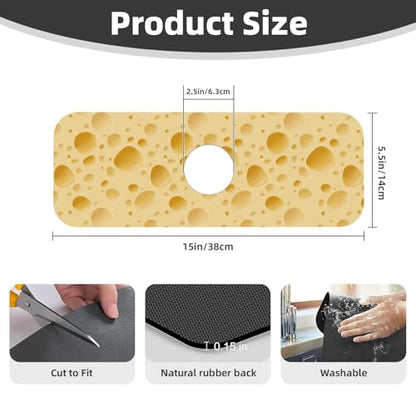 Cheese Faucet Mat For Kitchen Sink, Absorbent Countertop Protector, Quick Dry Sink Splash Guard Pad, Waterproof Draining Mat 15" X 5.5" - color: Style 5