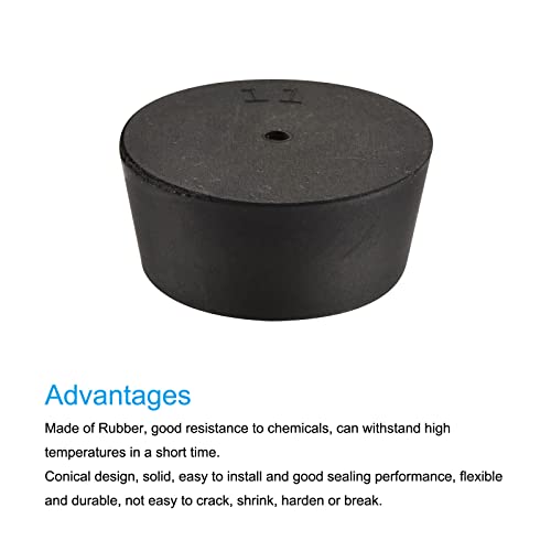 MECCANIXITY Rubber Tapered Plug 48mm to 56mm with Hole Test Tubes Bungs Stopper Black for Lab Home - size: 48mm - 56mm