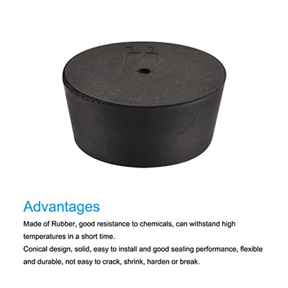 MECCANIXITY Rubber Tapered Plug 48mm to 56mm with Hole Test Tubes Bungs Stopper Black for Lab Home - size: 48mm - 56mm