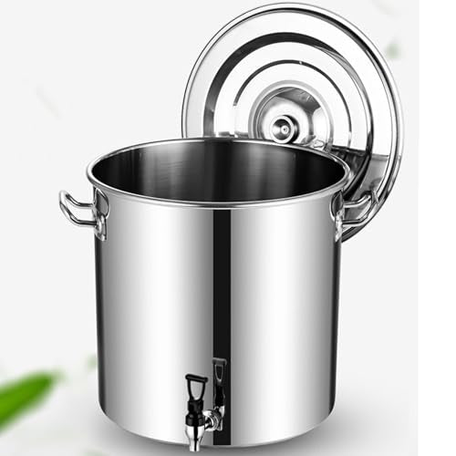 Stainless Steel Stock Pot with Spigot - Food Grade 304 Brewing Kettle with Lid and Soft-Touch Handles for Home and Outdoor Cooking, Perfect for Soups and Home Brewing - color: 9.8*9.8*9.8in(10l)