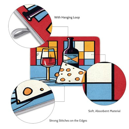 Dish Mat Drying Kitchen Mat Wine Cheese Dish Drying Mat Dish Draining Super Absorbent Drying Mat Reversible Washable Reusable Coffee Mat 18x24" - size: 24" x 18"