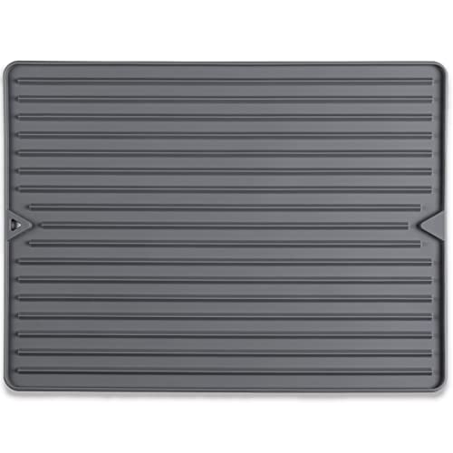 Dish Drying Mat, Flexible Silicone Drying Mat for Kitchen Counter, Heat Resistant Silicone Trivet for Countertop Protector, Super Thick Non-Slip Dish Drying Pad for Under Rack, 12” x 16” - size: 12" x 16"
