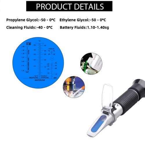 Antifreeze Refractometer, 3-in-1 Antifreeze Coolant Tester for Checking Freezing Point, Concentration of Ethylene Glycol Propylene Glycol Based Automobile Antifreeze Coolant Condition - size: Antifreeze Refractometer