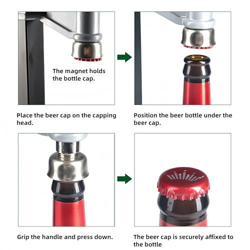 Manual Beer Bottle Capper, Home Brewing Beer Bottle Capping Machine, Bench Stand Beer Bottle Sealer with Adjustable Height for 26mm Cap, Anti-Slip Rubber Pad Labor-Saving Handle