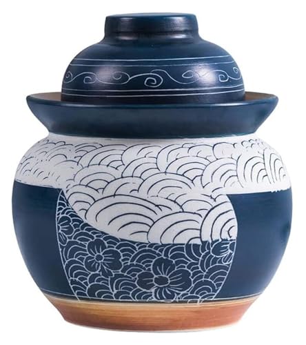 Fermentation Jars，Fermentation Crock Jar,Sauerkraut Crock,Pickle Jar Traditional Chinese Ceramic Fermentation Crock Jar Pickling Jar With Water Seal Airlock Lid,Large Thickened Ceramic Pickle Jar Kimc - size: 3.5KG