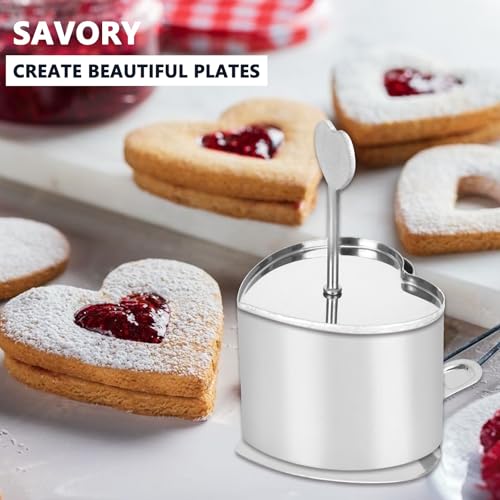 Ismosm6 Pack Cake Ring Molds with 1 Pusher 1 Lifter, 3 Inch Seamless Mini Cheese Cake Cutter Ring Set, Stainless Steel Mini Food Mold for Mousse, Food Plating, Cookies, Baking (Heart) - color: Heart