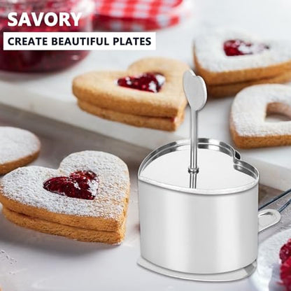 Ismosm6 Pack Cake Ring Molds with 1 Pusher 1 Lifter, 3 Inch Seamless Mini Cheese Cake Cutter Ring Set, Stainless Steel Mini Food Mold for Mousse, Food Plating, Cookies, Baking (Heart) - color: Heart