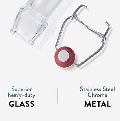 Bormioli Rocco Swing Top Glass Bottle (Set of 2) - 17 oz Reusable Container with Secure Metal Clasp, Ideal for Homemade Juices, Oil Infusions, Condiments, Mixers - Everyday Drinking Glasses - size: 17 Oz.