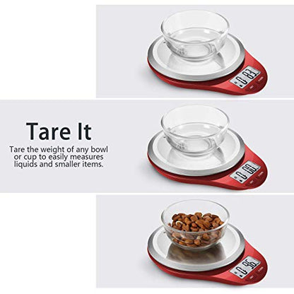 Food Scale, NUTRI FIT Kitchen Scales Digital Weight Grams and Ounces Large Stainless Steel Platform for Baking Cooking Weight Loss, High Accuracy Bread Coffee Scale, 1g Increment Tare Function, Red - color: Red