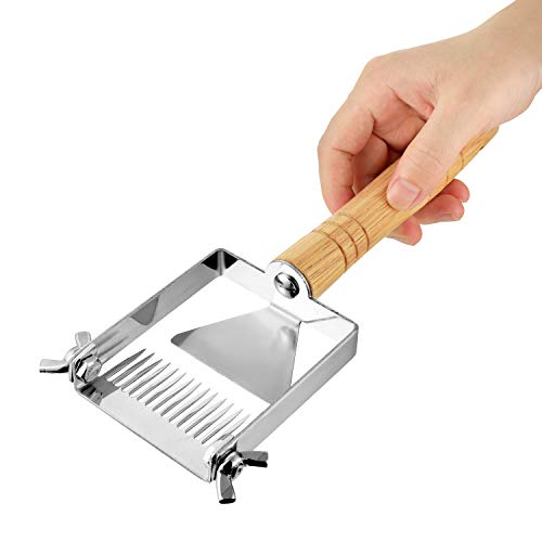 Adjustable Honey Uncapping Fork,Stainless Steel Honeycomb Honey Scraper,Wooden Handle Beekeeping Beekeeper Equipment Tool