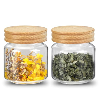 Small Glass Jars with Airtight Lid 13oz Seasoning Containers Glass Spice Jar Food Pantry Storage Containers for Kitchen Sugar Tea Coffee Bean Nuts Cookies Herbs Salt (400ml/13.5oz-2pack) - color: 400ml/13.5oz-2pack