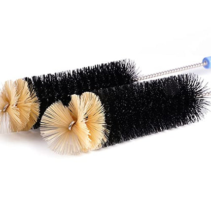 MOSOLAN Bottle Cleaning Brush, 17 Inches Extra Long Handle Water Bottle Brush, Flexible Bendable Cleaner for Washing Narrow Neck Bottles, Wine Decanter, Kombucha, Pipes, Beer Brewing Supplies, 2 Pack