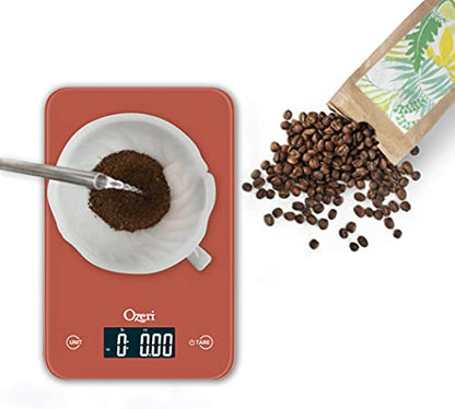 Ozeri Touch Professional Digital Kitchen Scale (12 lbs Edition) in Tempered Glass - color: Burnt Ochre