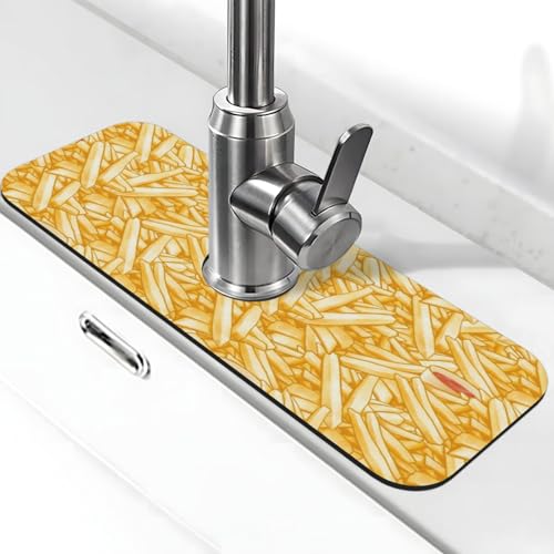 French Fries Ketchup Faucet Mat For Kitchen Sink, Absorbent Countertop Protector, Quick Dry Sink Splash Guard Pad, Waterproof Draining Mat 15" X 5.5" - color: Style 7