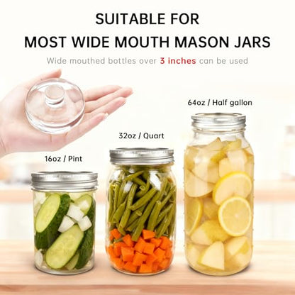 9Pcs Fermentation Glass Weights for Wide Mouth Jars - Pickle Bottles with Sealing Lids for Efficient Fermenting - Durable, Transparent Fermenting Lids and Weights for Sauerkraut, Kimchi (C Cylinder)